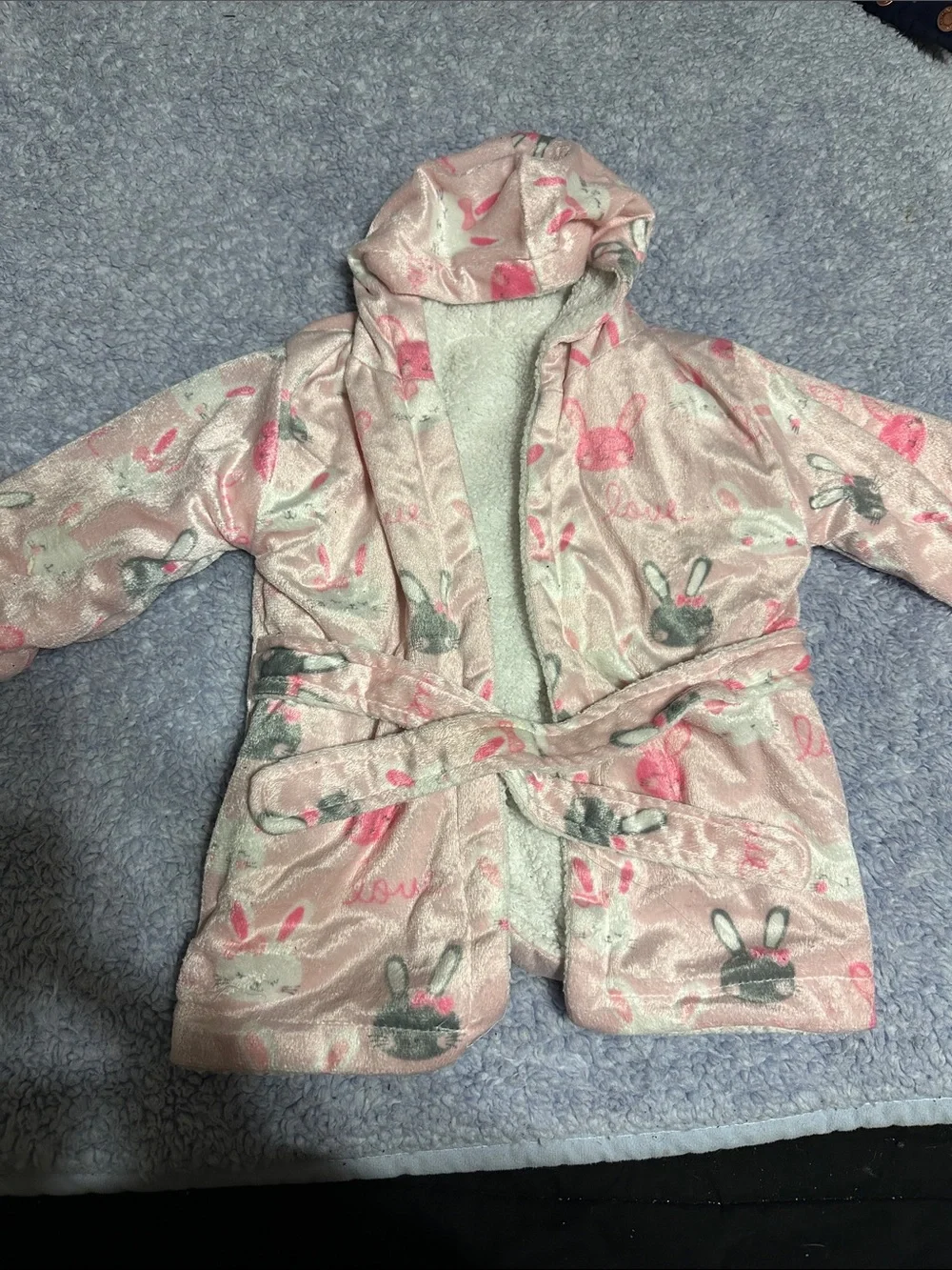 Kids' Pink Bunny Hooded Robe - Soft Plush Pajama Cover-Up